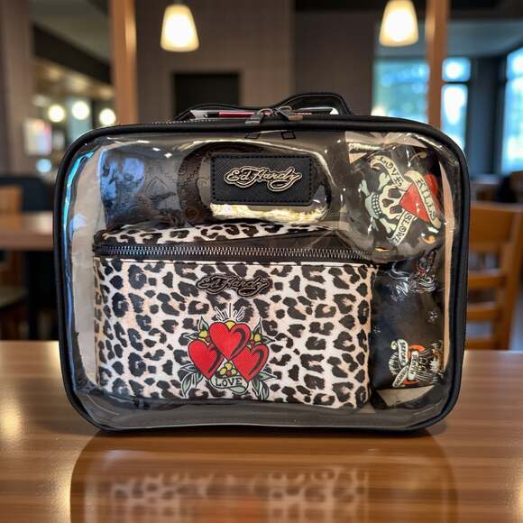Ed Hardy Handbags - Ed Hardy 4 Piece Cosmetic Bag Set Leopard and Tattoo Print